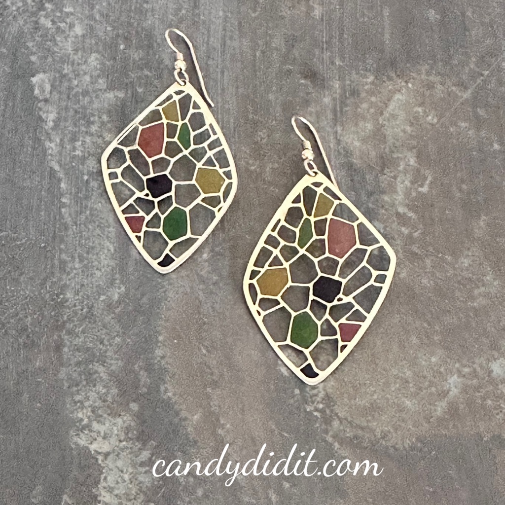 Elegant Handmade Mosaic Missing Glass Drop Earrings